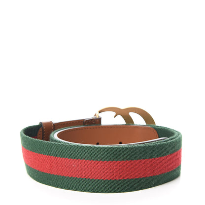 Gucci Nylon Calfskin Double G Web Belt 85 34 Brown 3 of 7