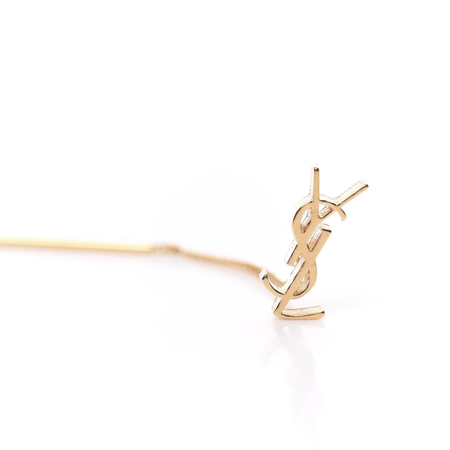 Saint Laurent Metal Monogram Pendant Threader Earrings Gold 4 of 5