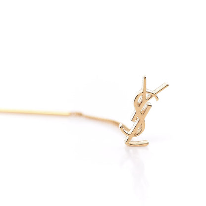 Saint Laurent Metal Monogram Pendant Threader Earrings Gold 4 of 5