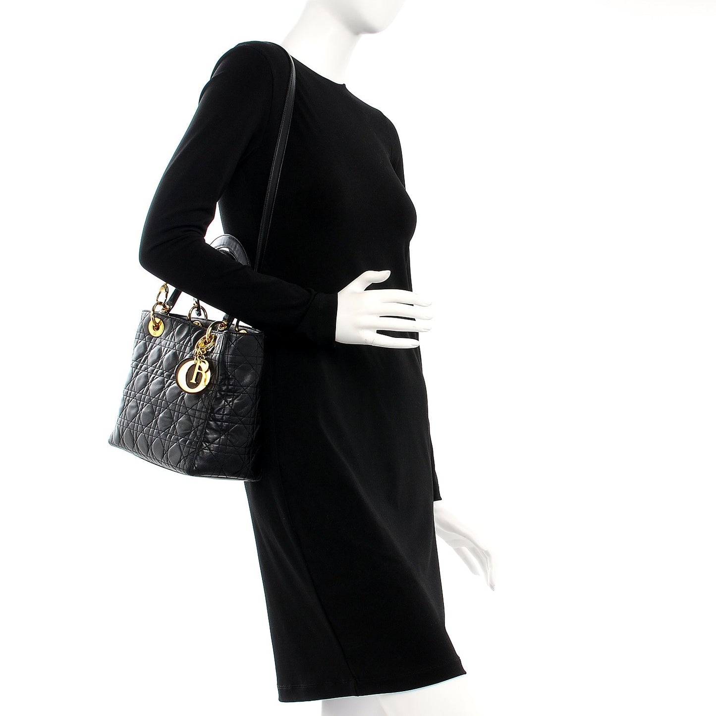 Lambskin Cannage Medium Lady Dior Black