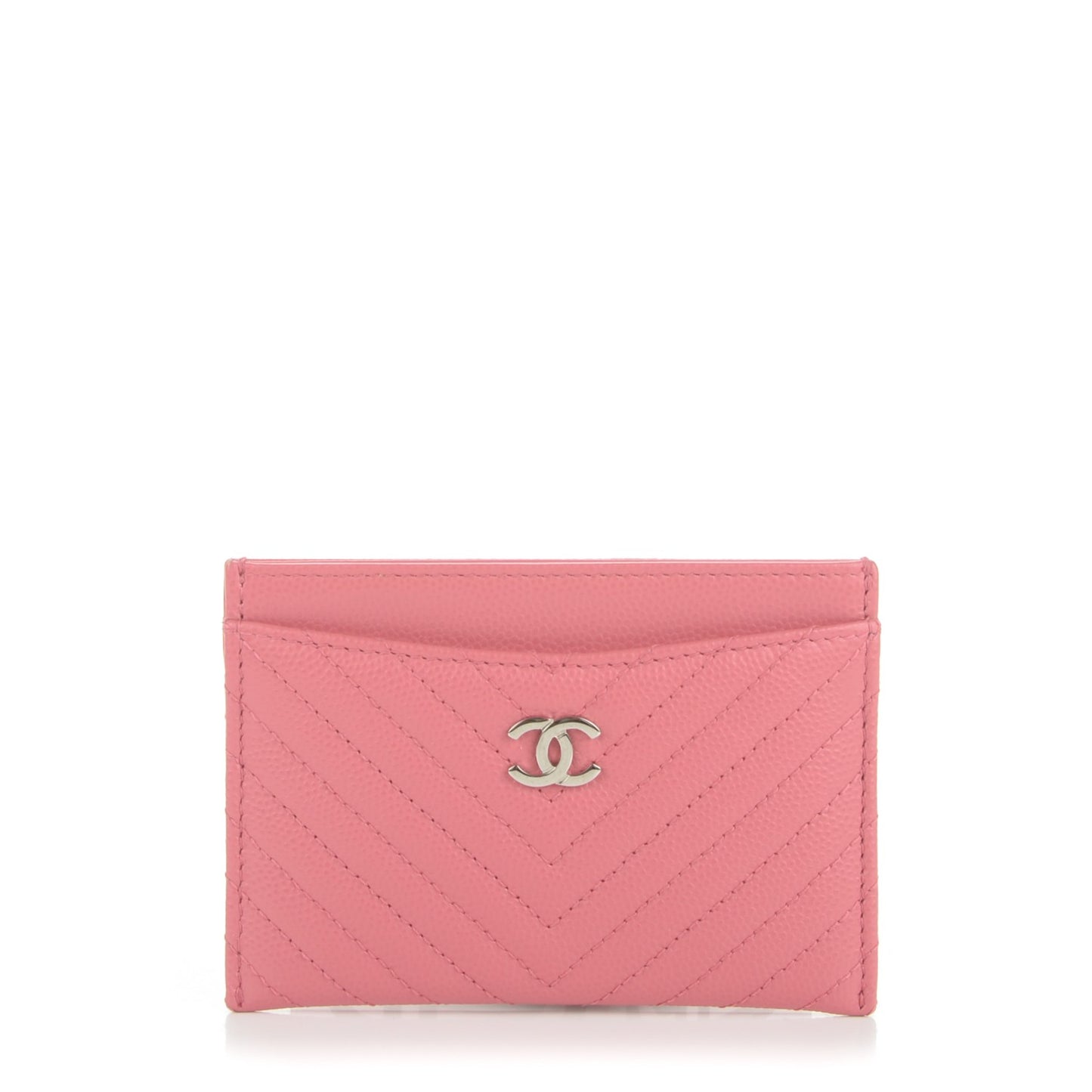 Caviar Chevron Quilted Card Holder Pink