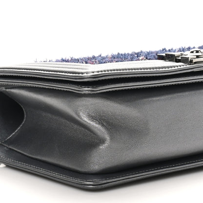 Chanel Tweed Metallic Lambskin Medium Boy Flap Silver 9 of 10