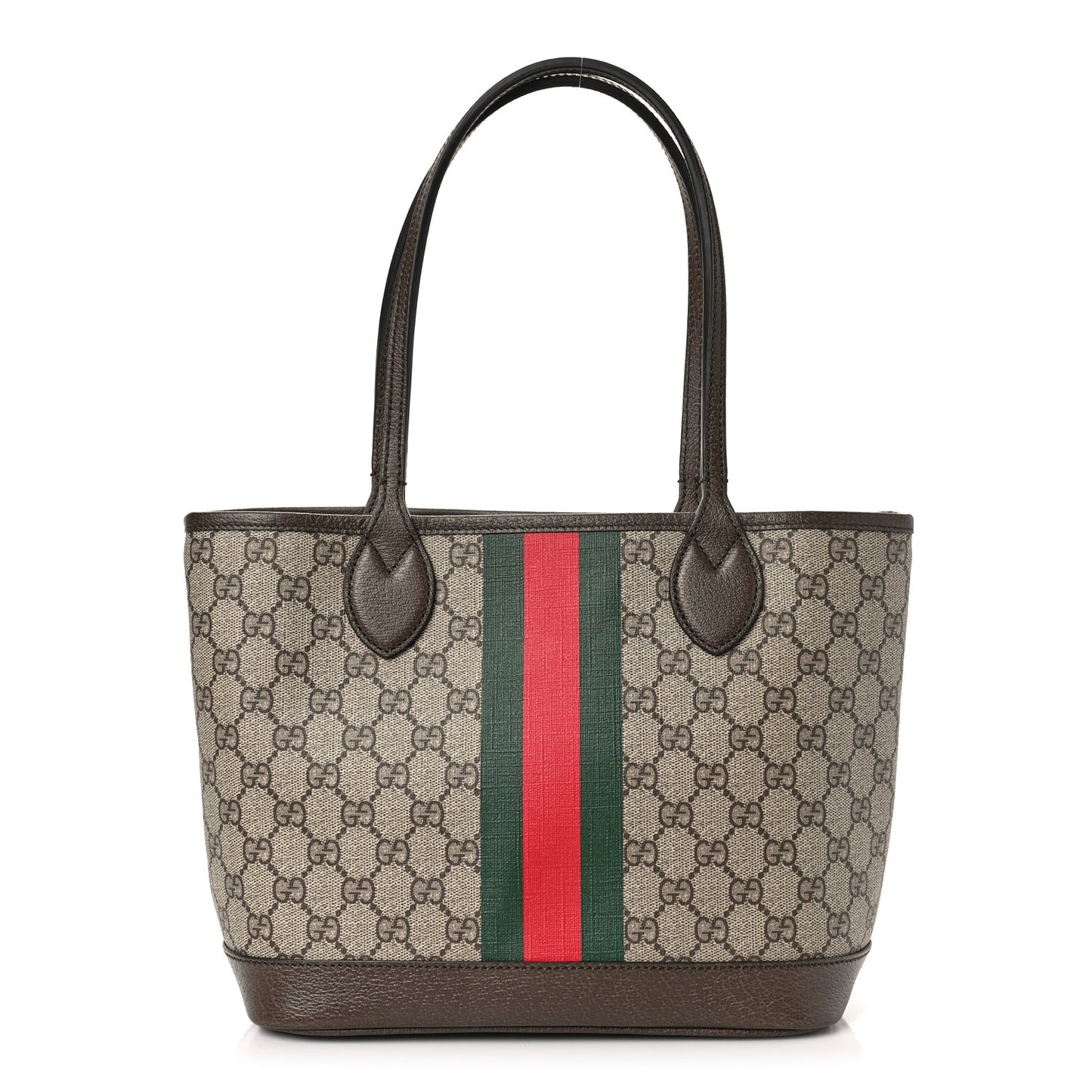 GG Supreme Monogram Textured Dollar Calfskin Web Small Ophidia Tote Beige Ebony New Acero