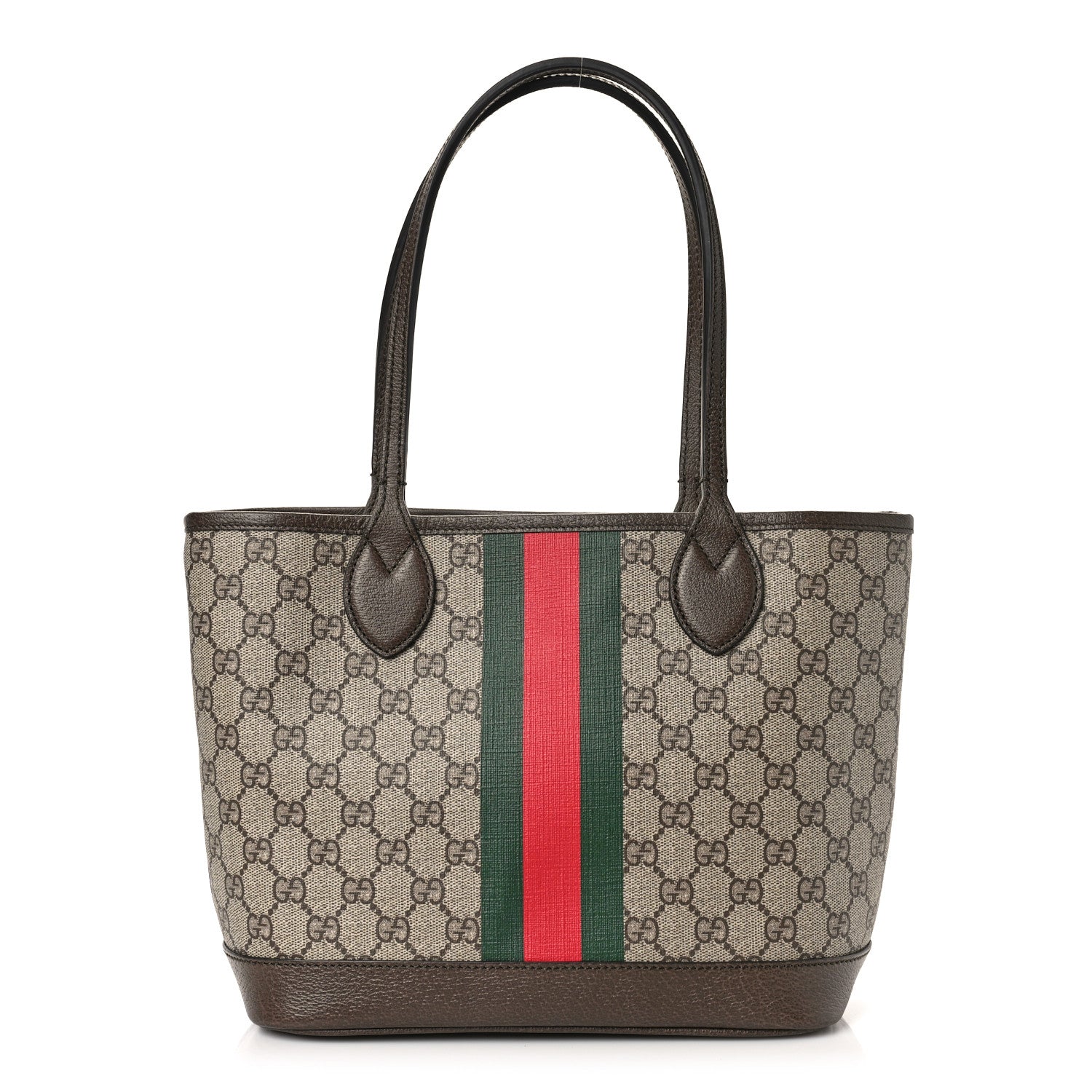 Gucci GG Supreme Monogram Textured Dollar Calfskin Web Small Ophidia Tote Beige Ebony New Acero 1 of 10