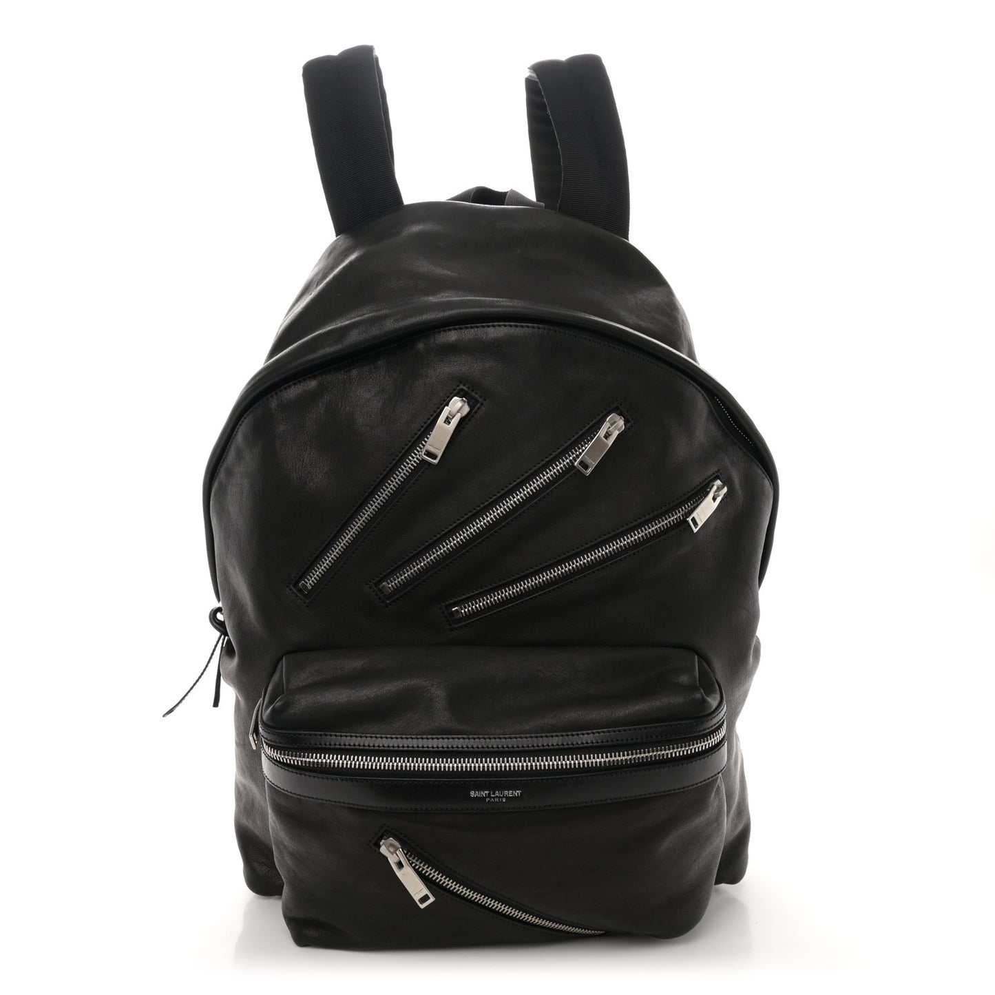 Calfskin Multi Zipper City Backpack Black