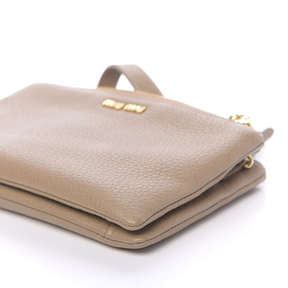 Miu Miu Vitello St.Daino Double Zip Chain Crossbody Cammeo 10 of 11