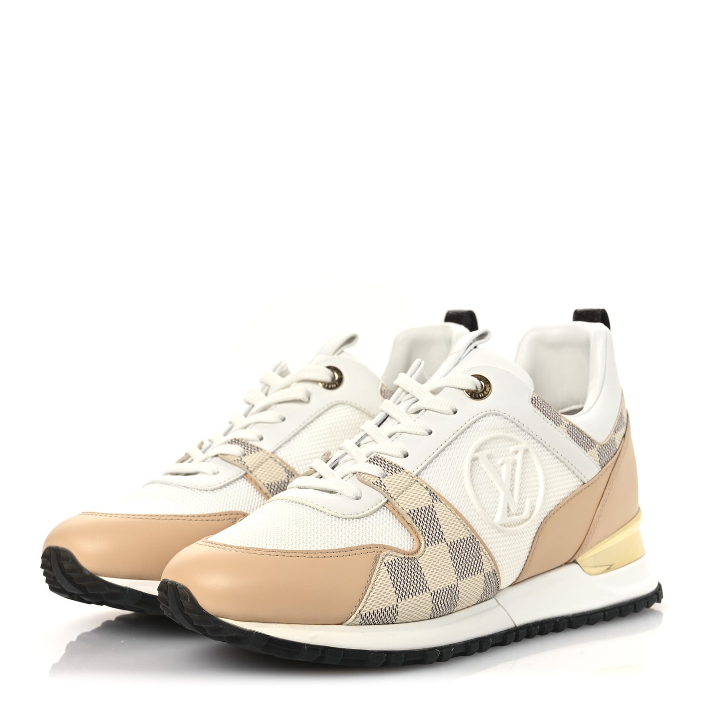 Calfskin Damier Azur Run Away Sneakers 37.5 White