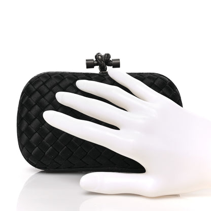 Bottega Veneta Satin Ayers Intrecciato Chain Knot Clutch Black 2 of 8