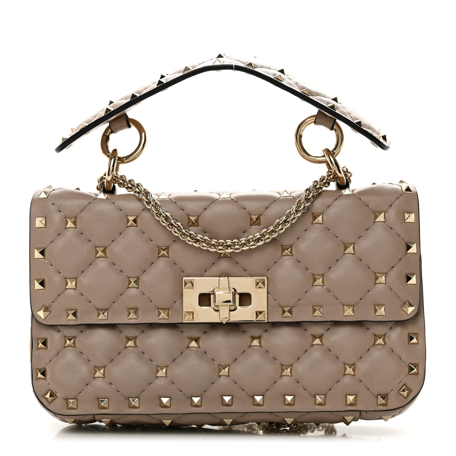 Valentino Garavani Lambskin Small Rockstud Spike Shoulder Bag Poudre 1 of 10