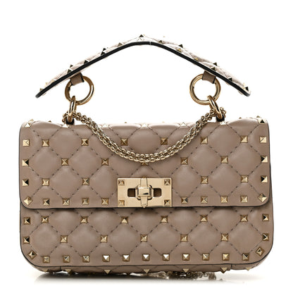 Valentino Garavani Lambskin Small Rockstud Spike Shoulder Bag Poudre 1 of 10