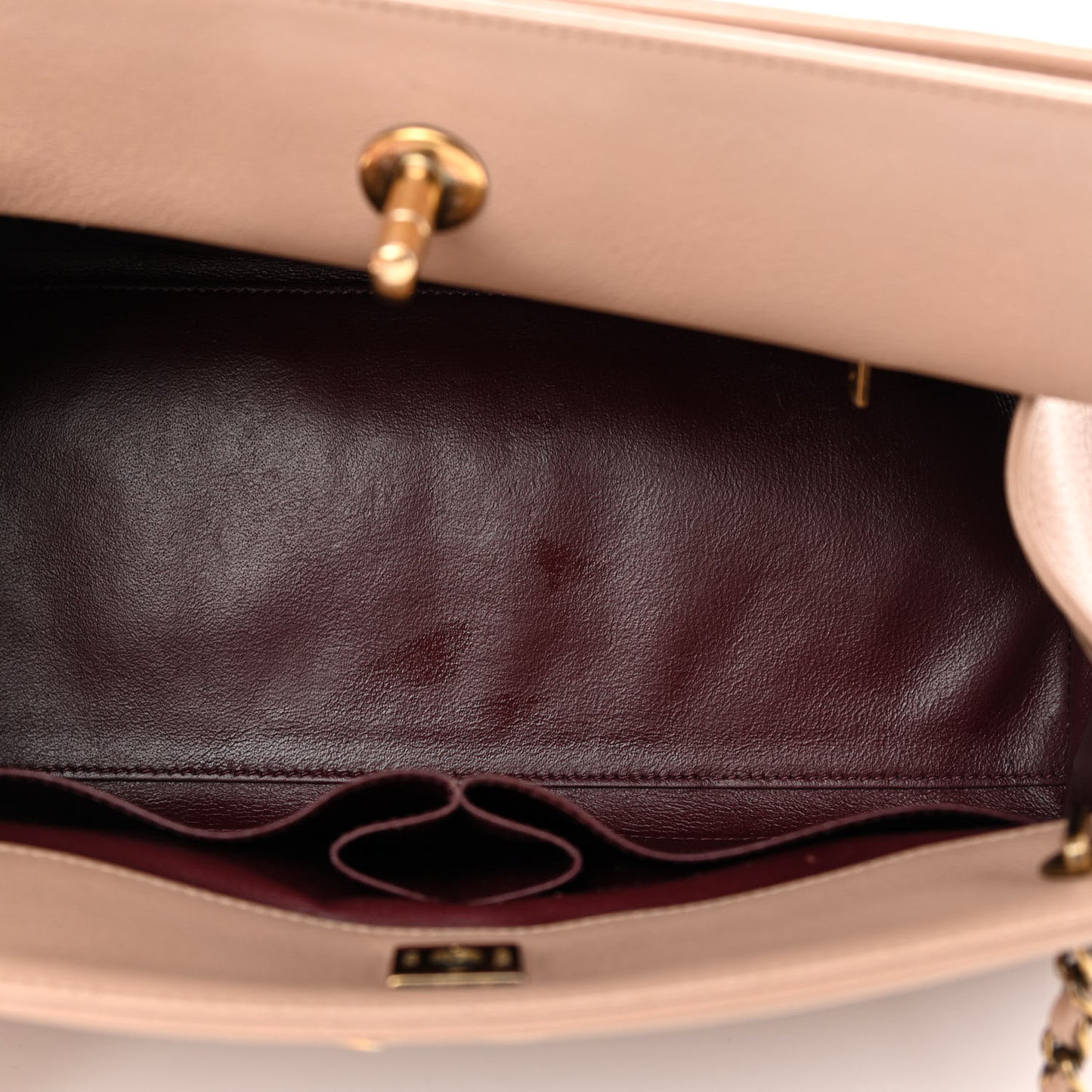 Shiny Goatskin Diagonal Quilted Shoulder Bag Beige