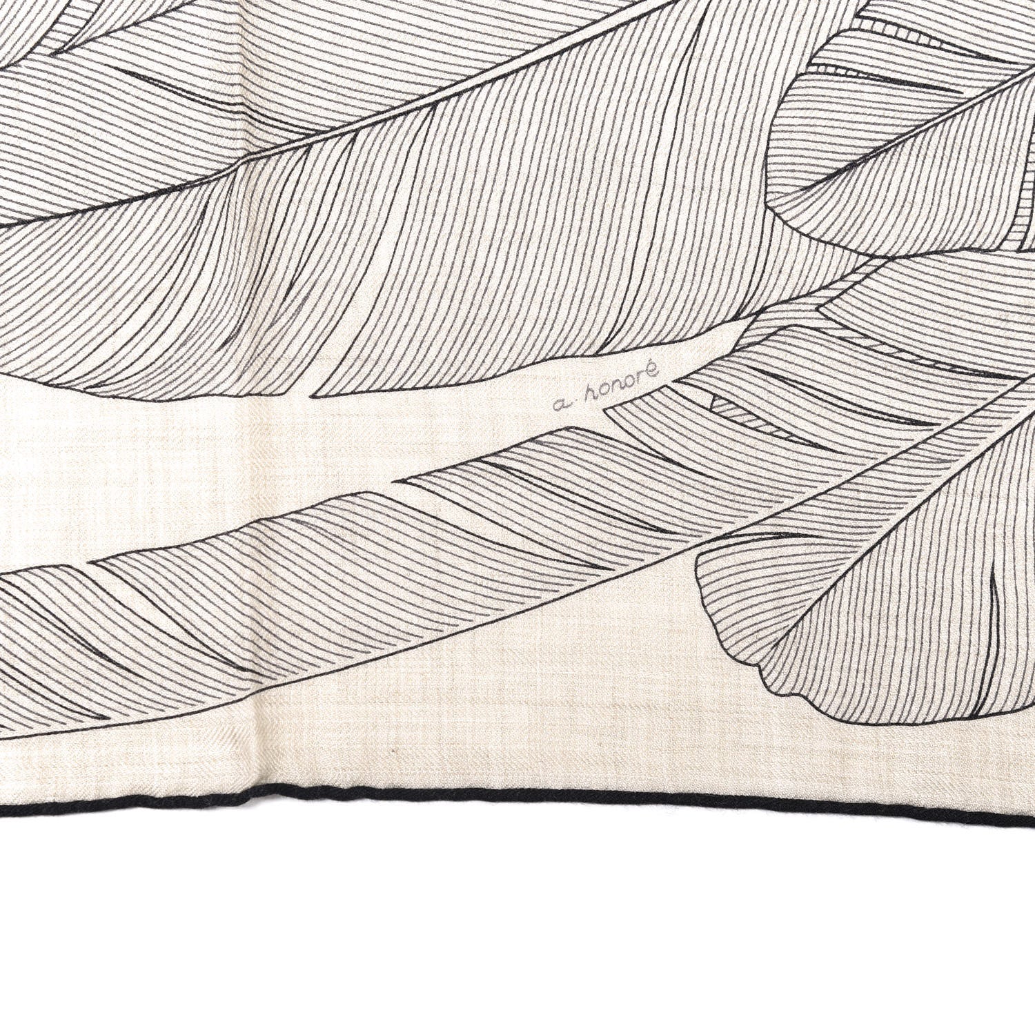 Hermes Cashmere Silk Plumes En Fete Shawl 140 Naturel Black 5 of 6