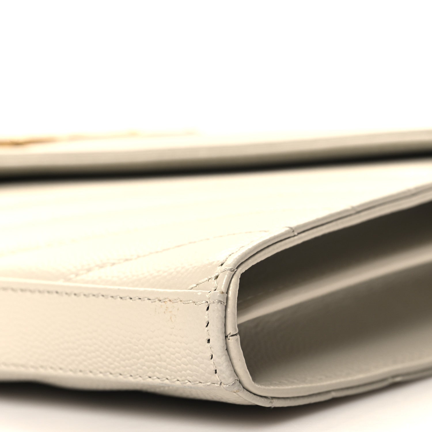 Saint Laurent Grain De Poudre Matelasse Chevron Monogram Chain Wallet Crema Soft 10 of 11