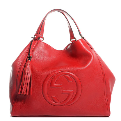 Gucci Pebbled Calfskin Large Soho Shoulder Bag Red 1 of 9