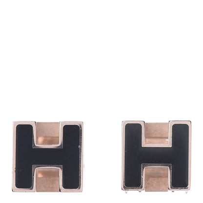 Hermes Rose Gold Plated Cage d' H Earrings Black 1 of 3
