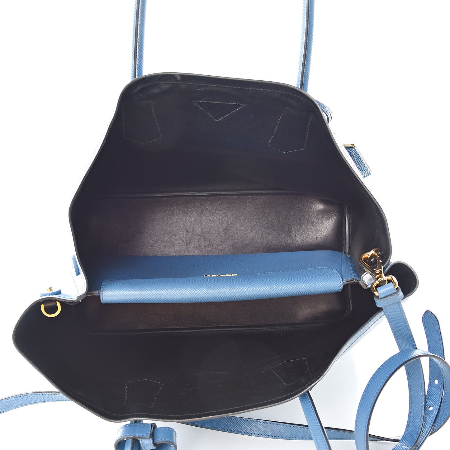 Saffiano Cuir Large Double Bag Cobalto