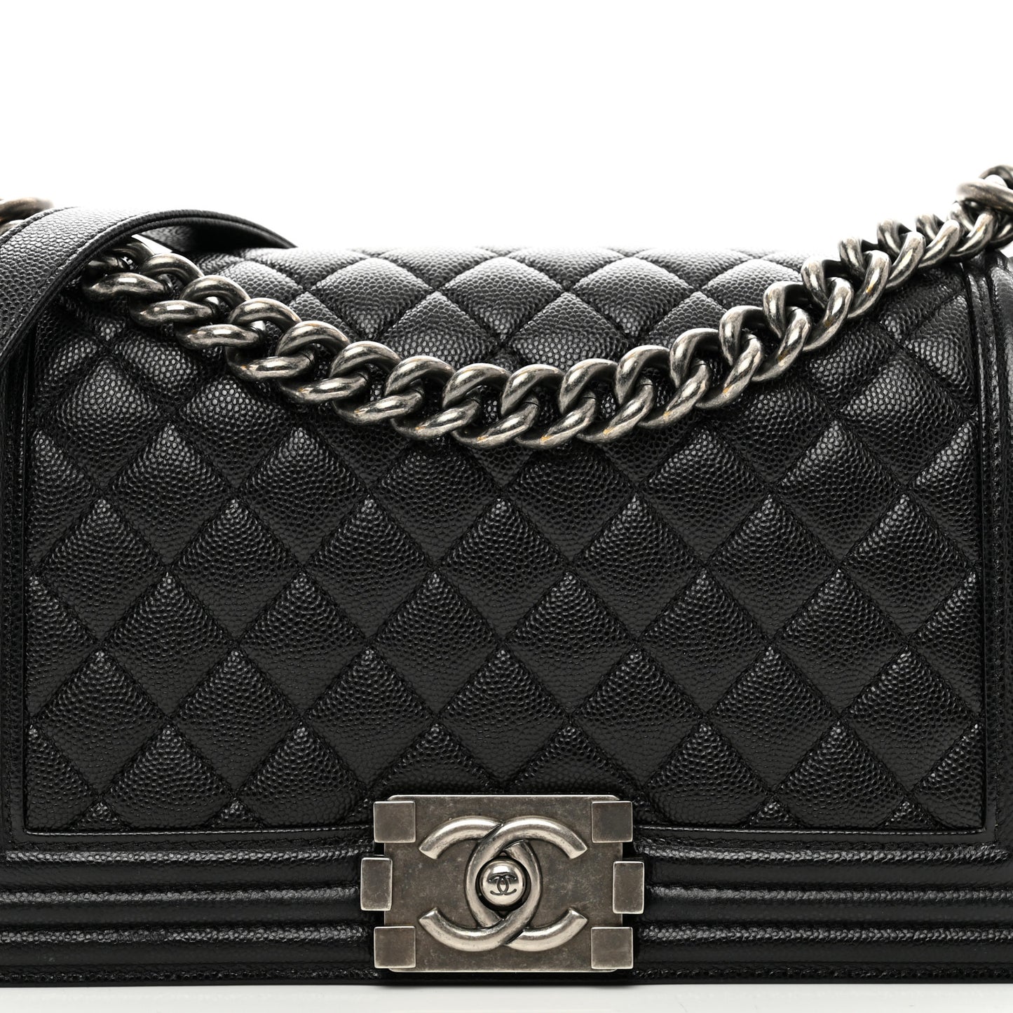 Caviar Quilted Medium Boy Flap Black