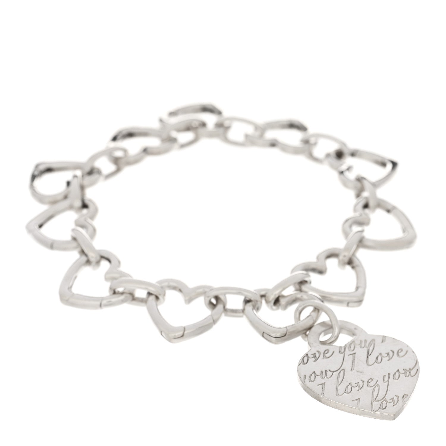 Tiffany Sterling Silver Notes Heart Tag Bracelet 1 of 3