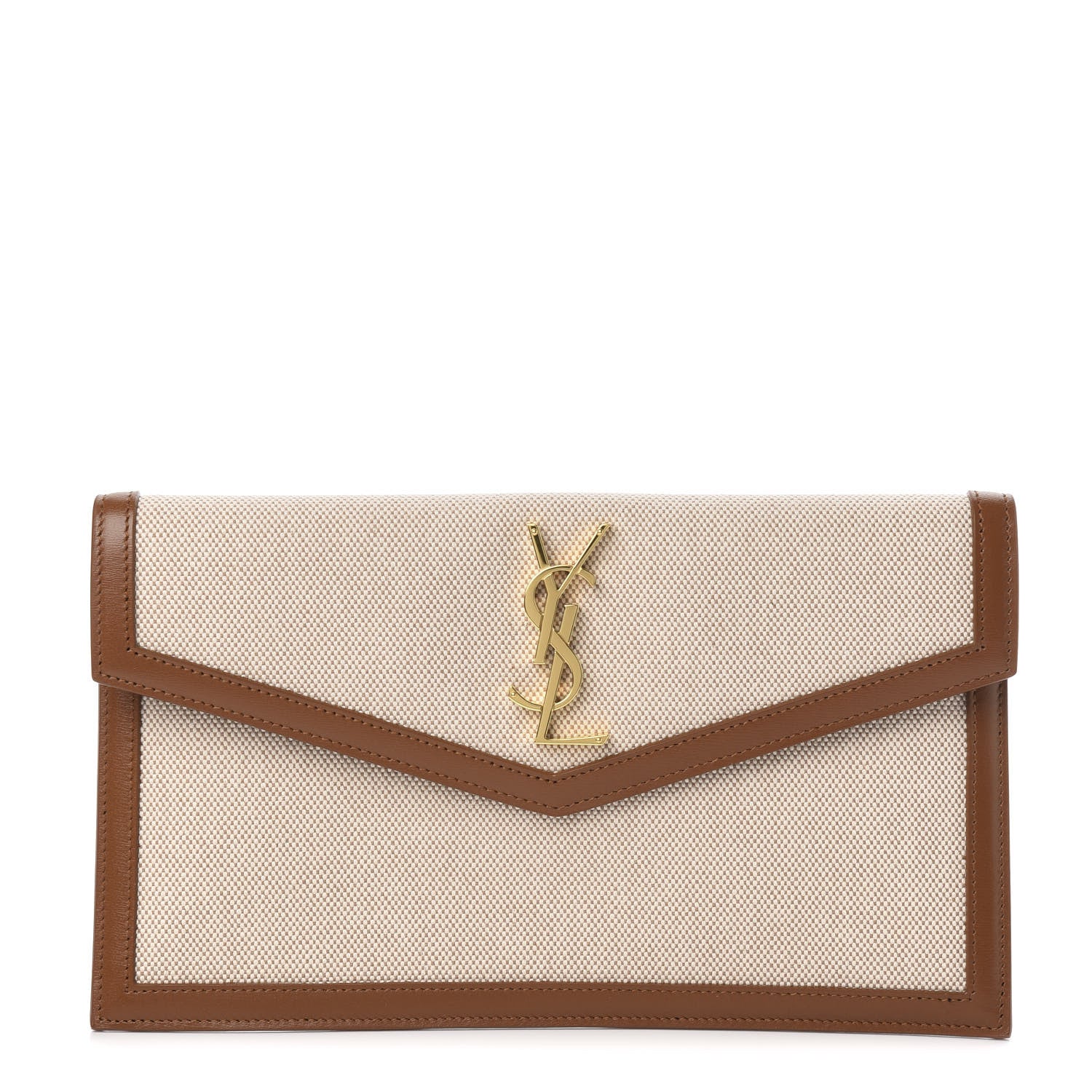 Saint Laurent Canvas Uptown Pouch Natural Beige Brick 1 of 7