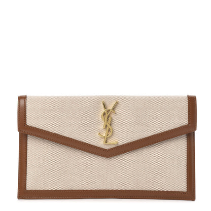 Saint Laurent Canvas Uptown Pouch Natural Beige Brick 1 of 7