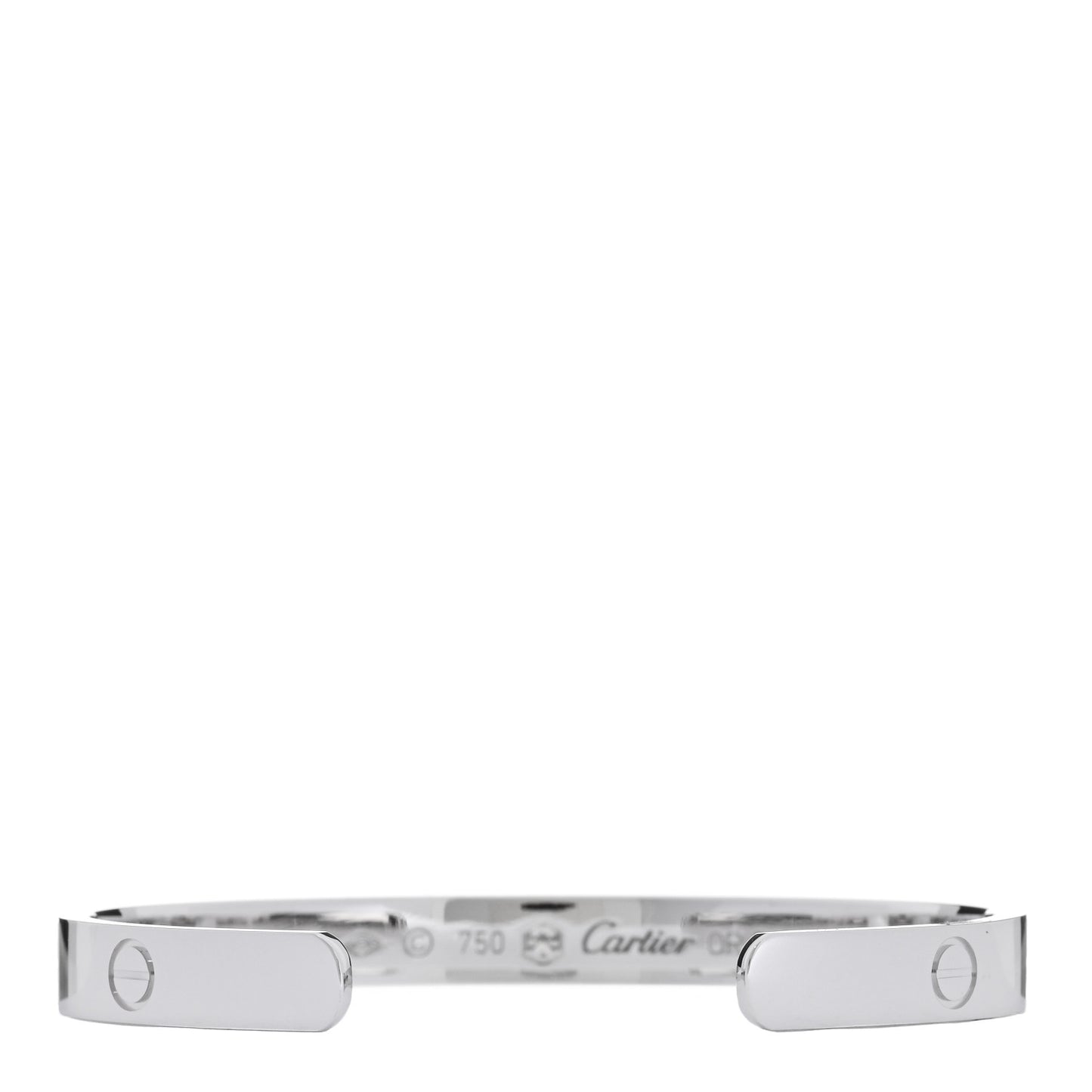 18K White Gold 1 Diamond LOVE Cuff Bracelet 17
