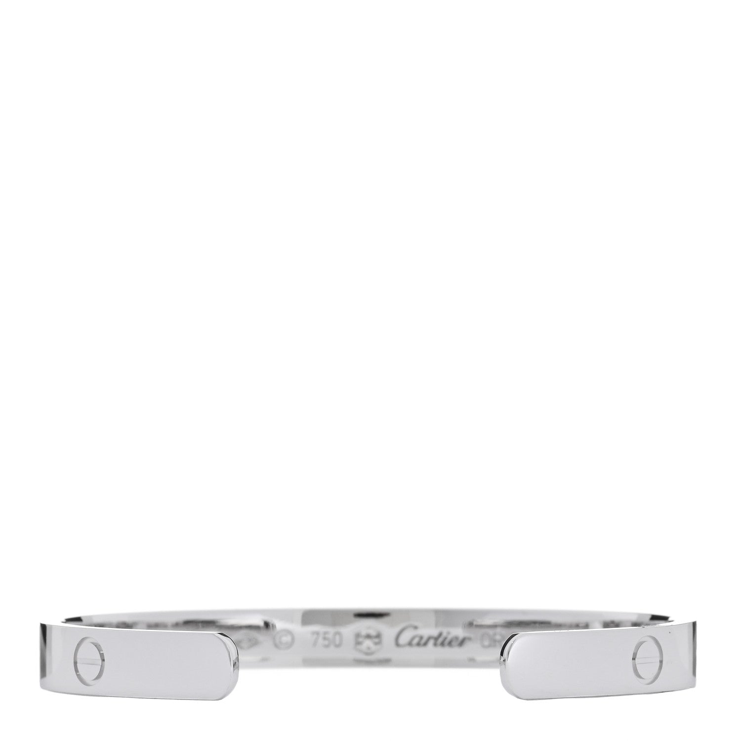 Cartier 18K White Gold 1 Diamond LOVE Cuff Bracelet 17 2 of 3