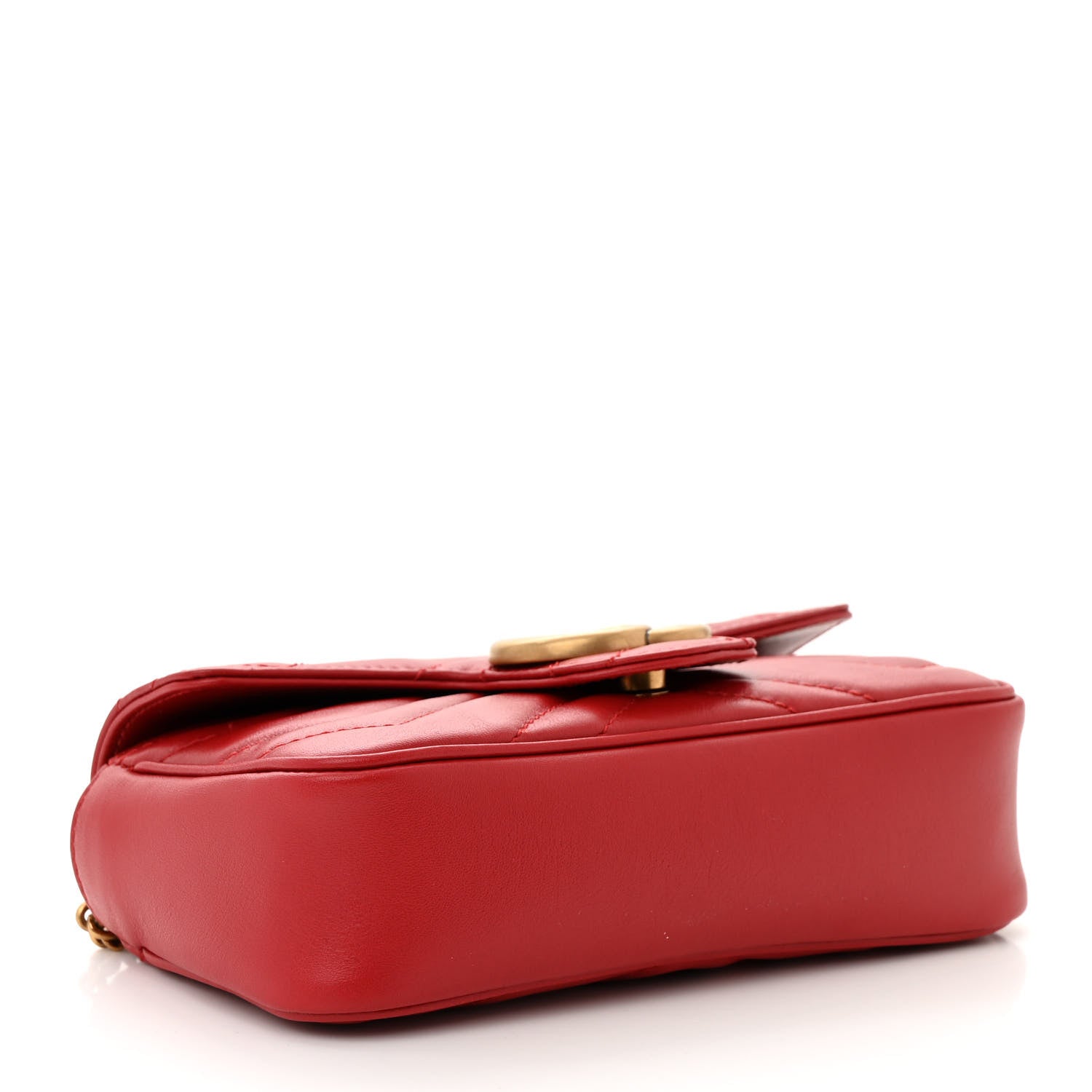 Gucci Calfskin Matelasse Super Mini GG Marmont Shoulder Bag Hibiscus Red 4 of 11