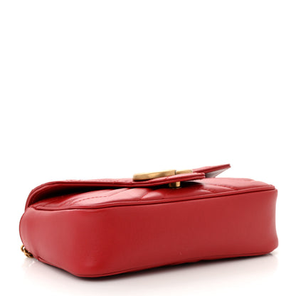 Gucci Calfskin Matelasse Super Mini GG Marmont Shoulder Bag Hibiscus Red 4 of 11