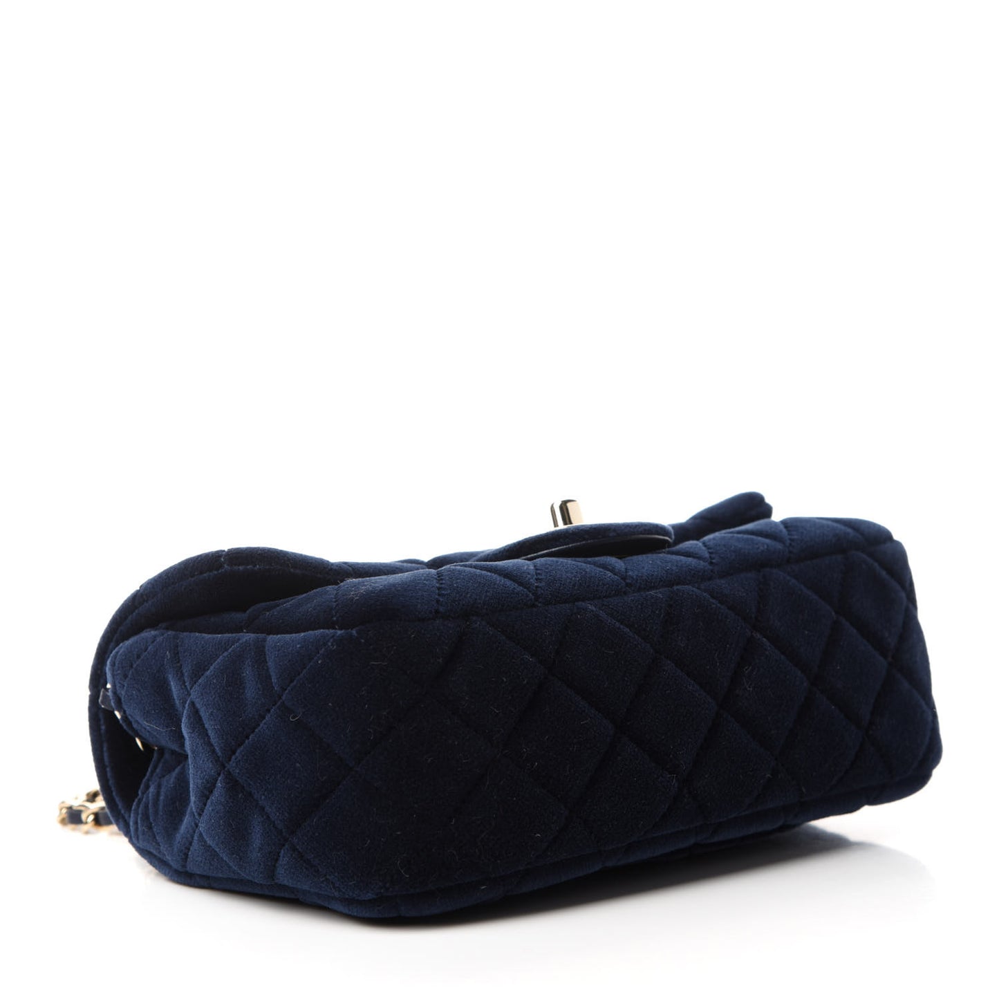Velvet Quilted Mini Rectangular Pearl Crush Flap Navy