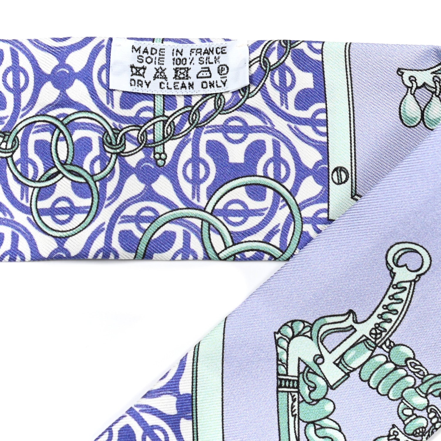 Hermes Silk Mors Et Gourmettes Remix Twilly Parme Vert Mauve 4 of 4