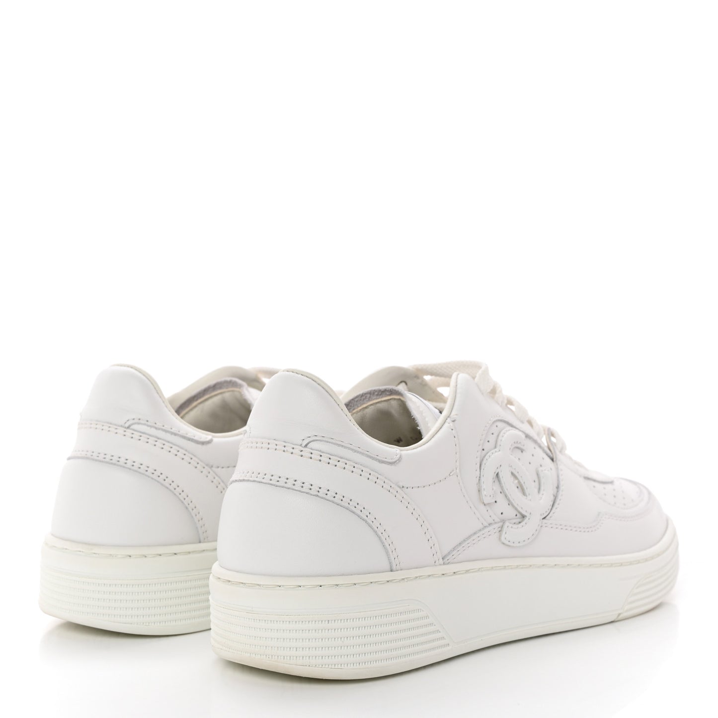 Calfskin CC Womens Sneakers 38.5 White