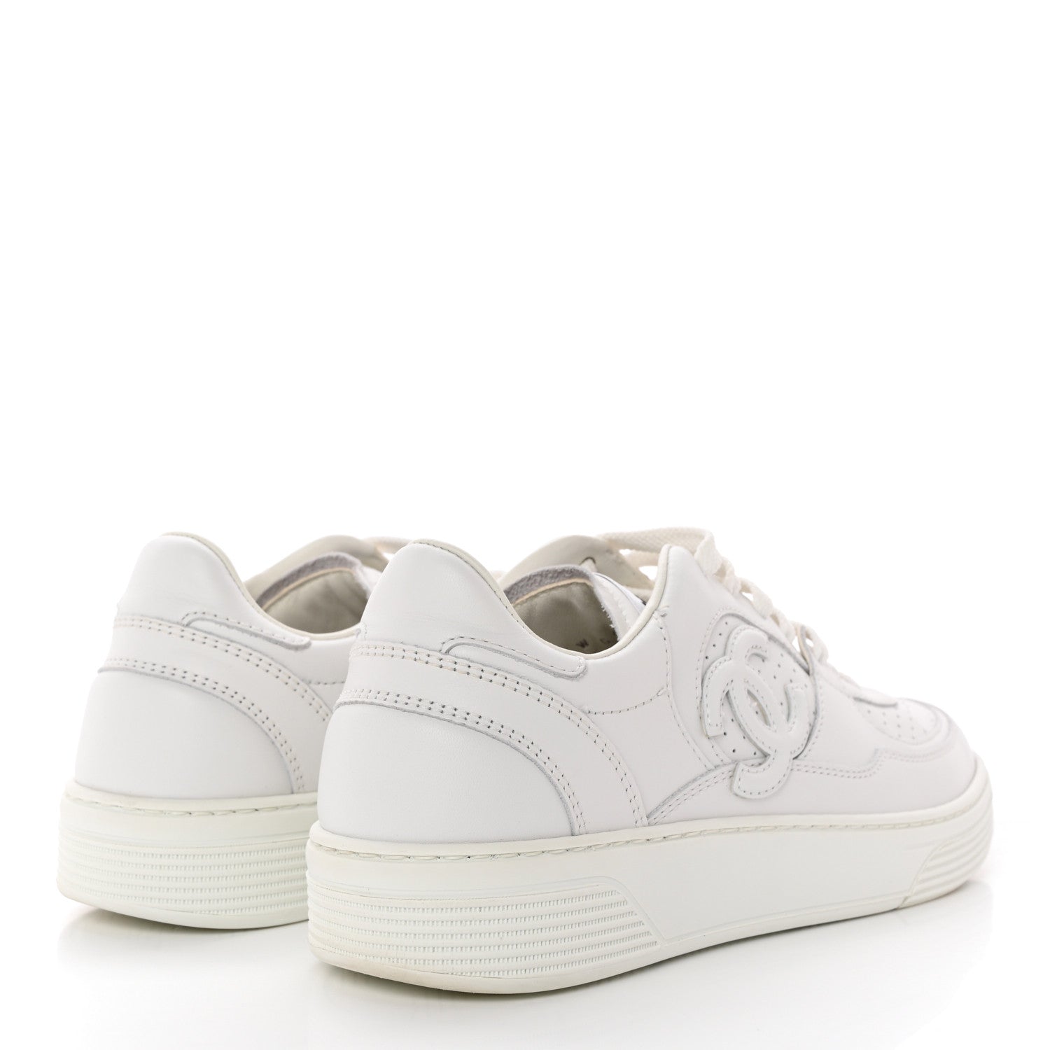Chanel Calfskin CC Womens Sneakers 38.5 White 4 of 10