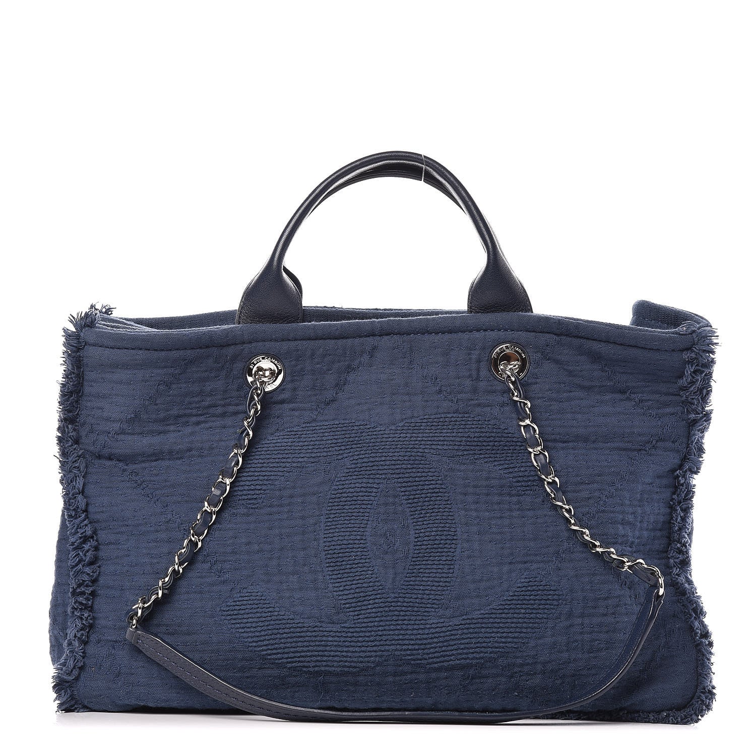 Chanel Canvas Large Double Face Shopping Tote Navy 1 of 11