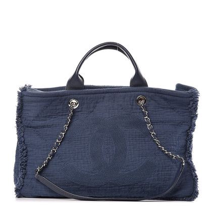 Chanel Canvas Large Double Face Shopping Tote Navy 1 of 11