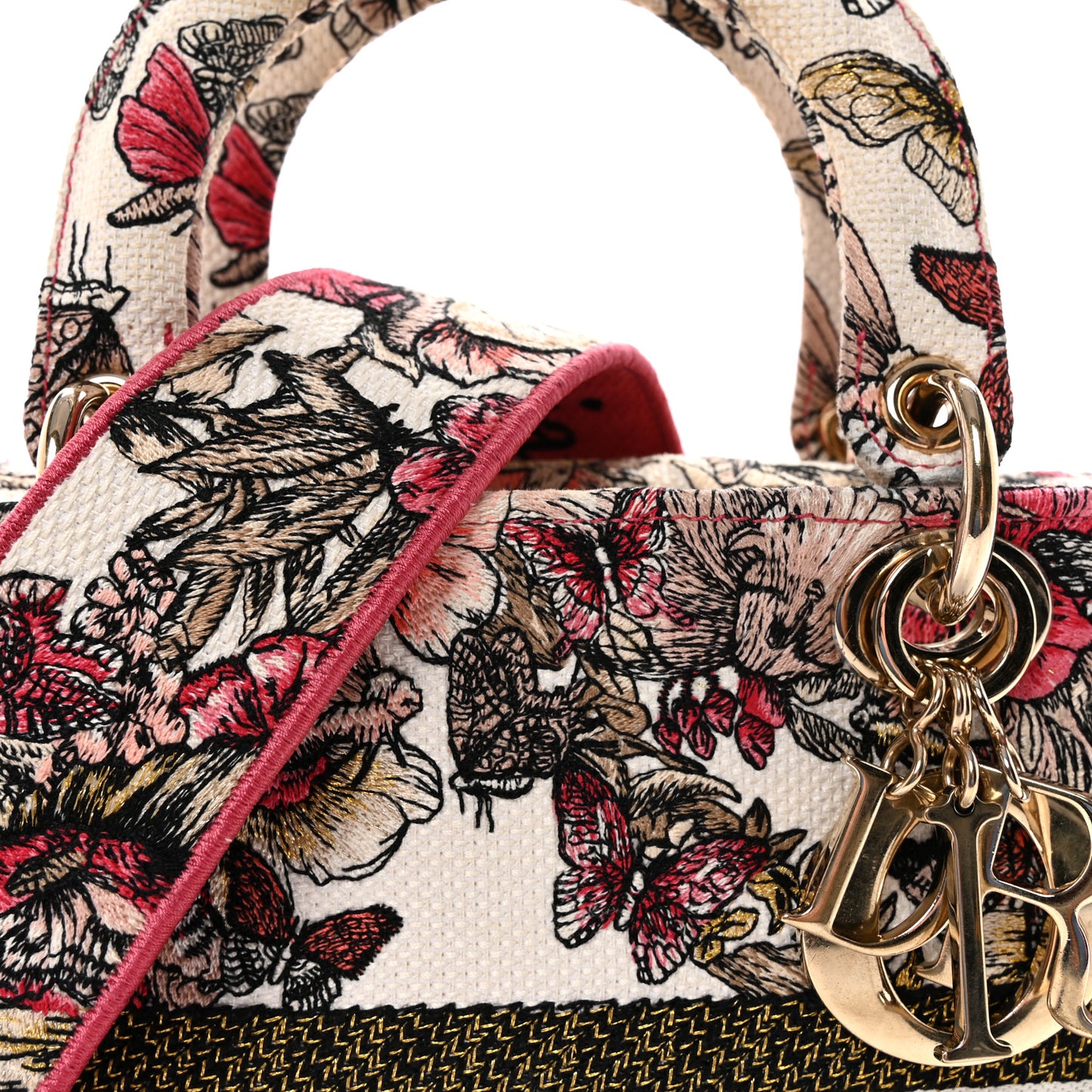 Canvas Embroidered Butterfly Print Medium Lady D-Lite  Multicolor