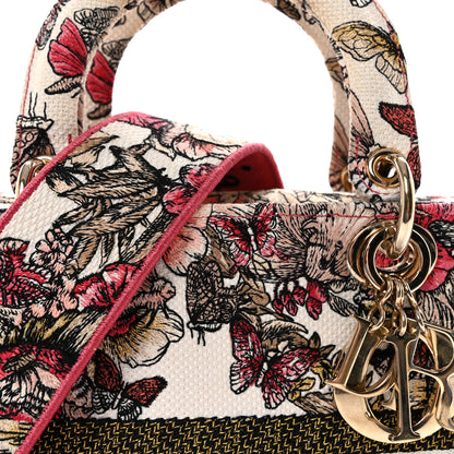 Christian Dior Canvas Embroidered Butterfly Print Medium Lady D-Lite  Multicolor 7 of 9