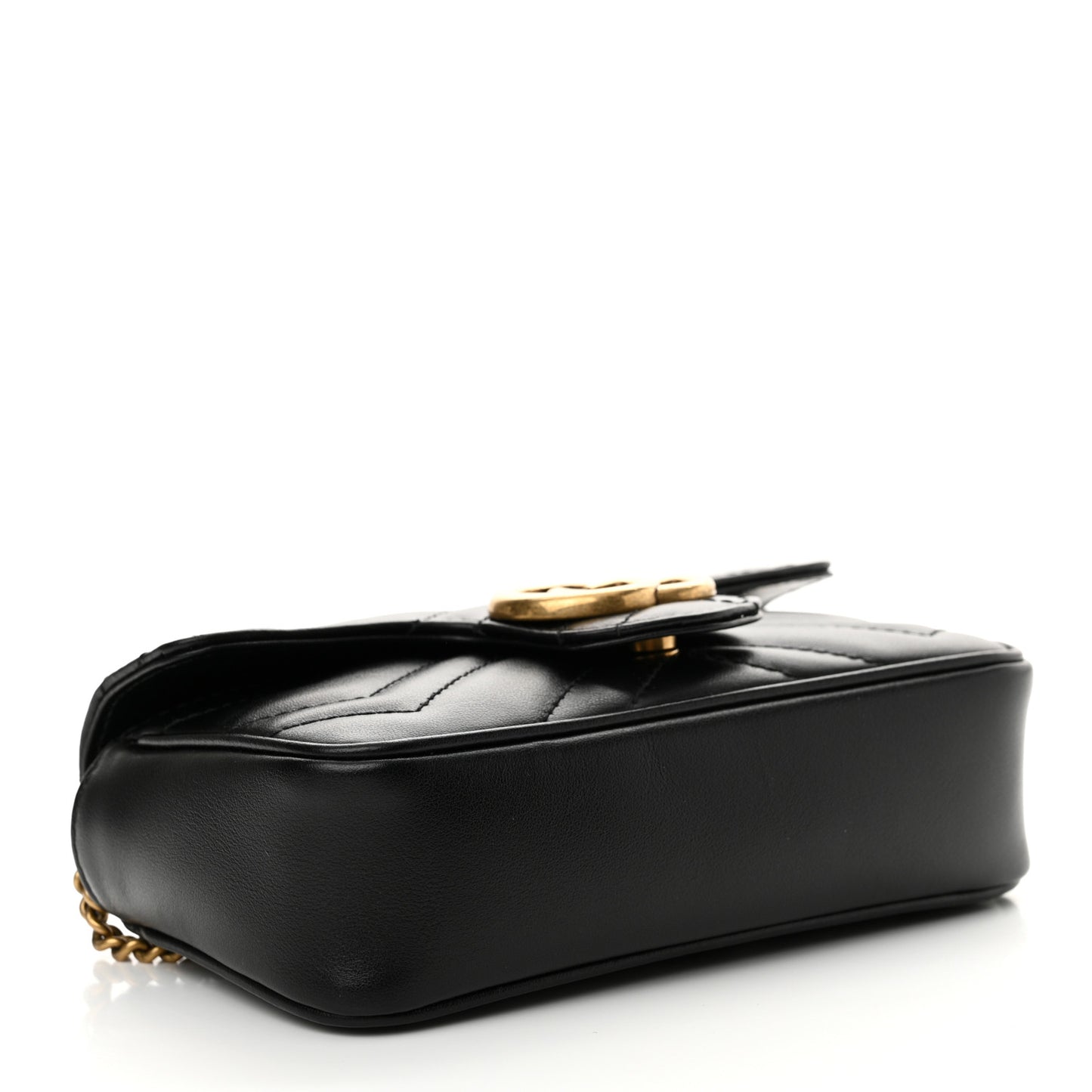 Calfskin Matelasse Super Mini GG Marmont Shoulder Bag Black