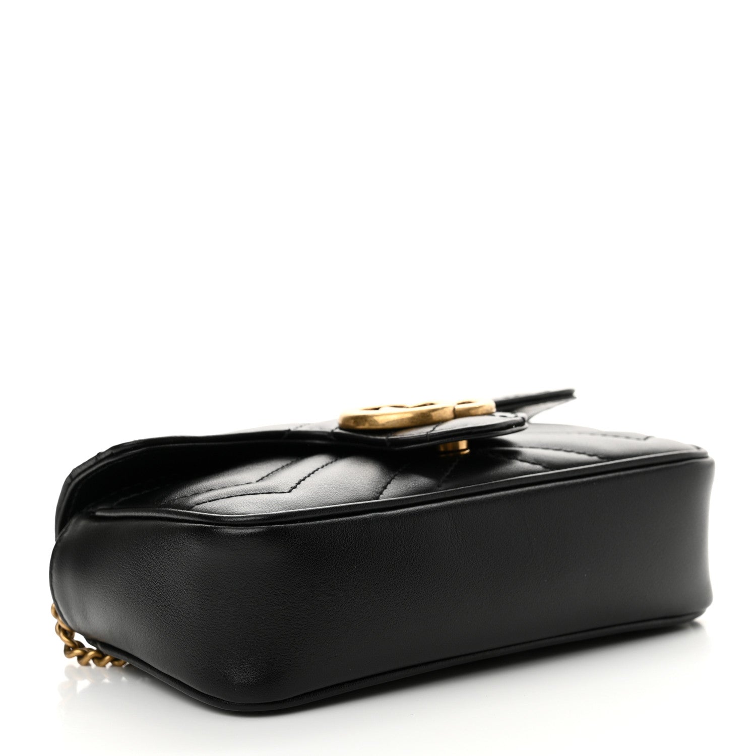 Gucci Calfskin Matelasse Super Mini GG Marmont Shoulder Bag Black 3 of 10