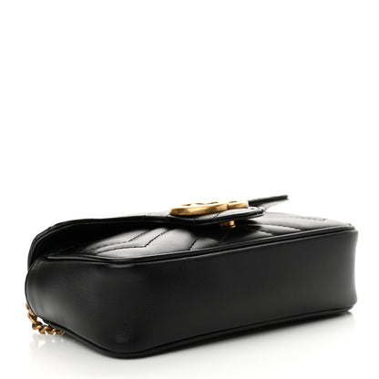 Gucci Calfskin Matelasse Super Mini GG Marmont Shoulder Bag Black 3 of 10