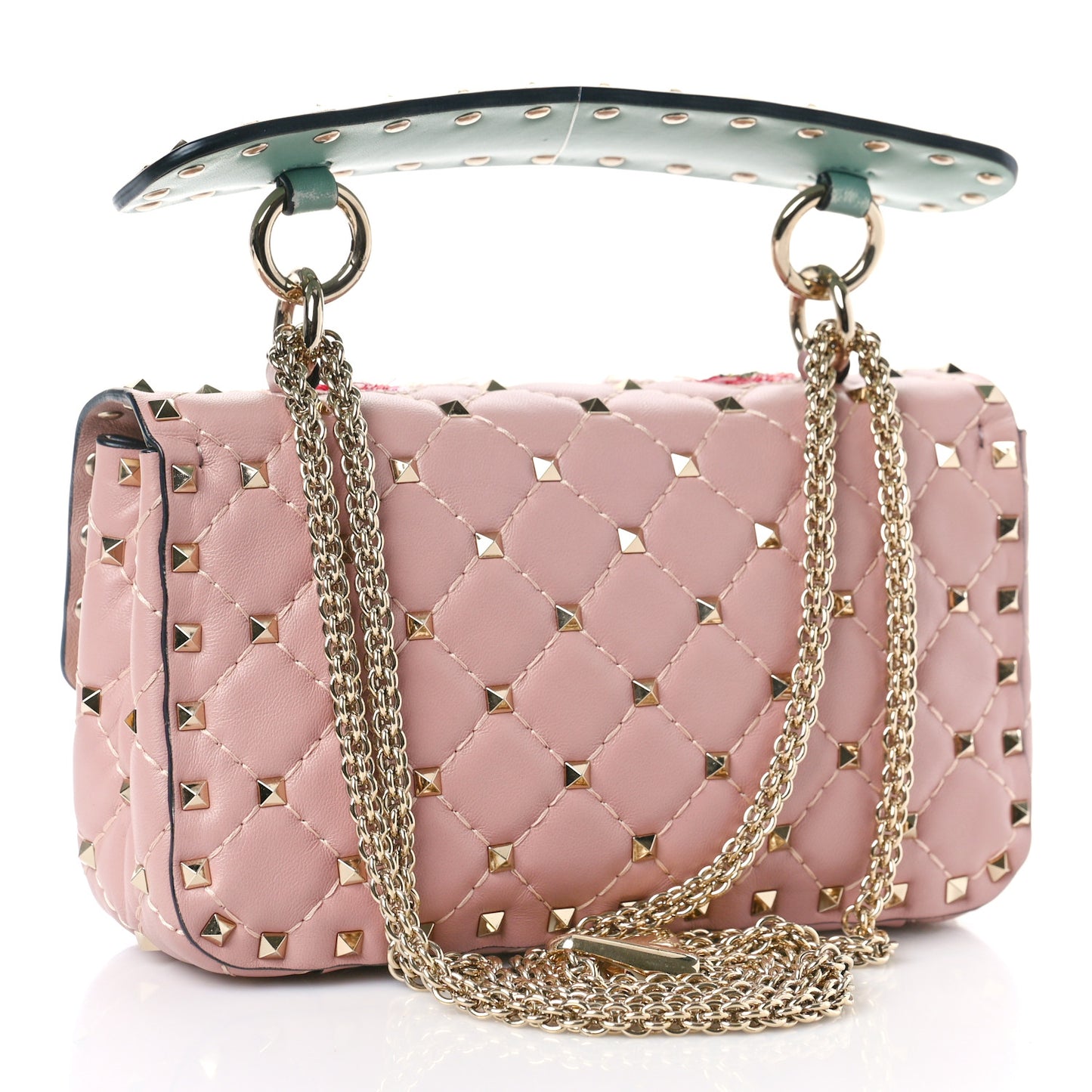 Nappa Sequin Flower Small Rockstud Spike Shoulder Bag Multicolor