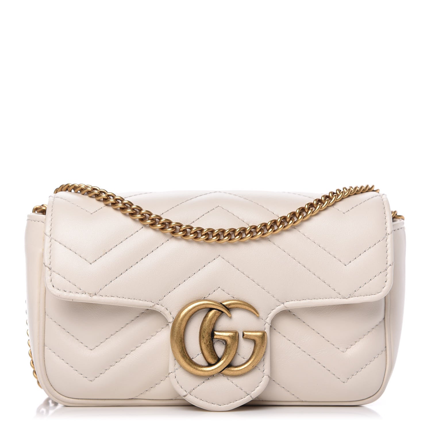 Gucci Calfskin Matelasse Super Mini GG Marmont Shoulder Bag White 1 of 10