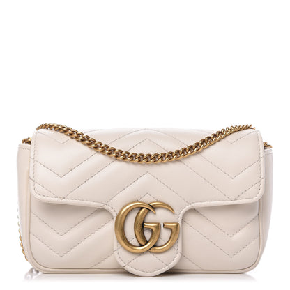 Gucci Calfskin Matelasse Super Mini GG Marmont Shoulder Bag White 1 of 10