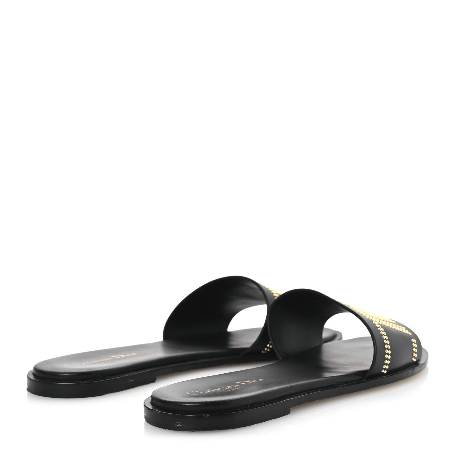 Christian Dior Calfskin Studded Dway Slide Sandals 39.5 Black 5 of 15