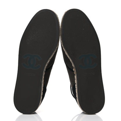 Chanel Cotton Lace Up Espadrilles 39 Dark Green Black 4 of 4