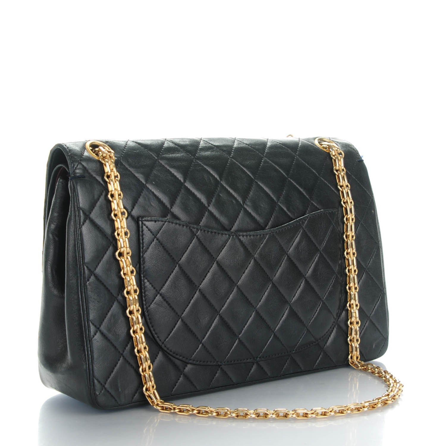Chanel Lambskin Quilted Medium Double Flap Bijoux Chain Navy 3 of 9