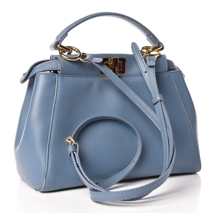 Fendi Nappa Mini Peekaboo Iconic Satchel Blue 3 of 15