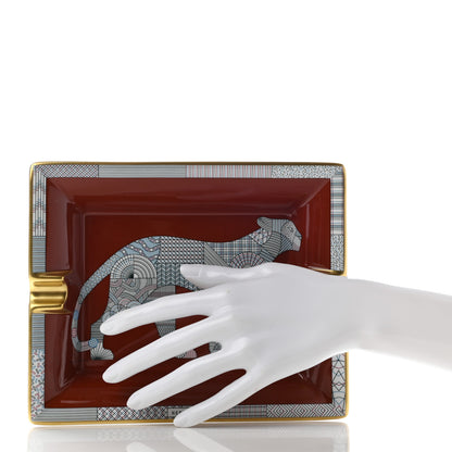 Hermes Porcelain Panthera Deco Ashtray Rouge H 2 of 6