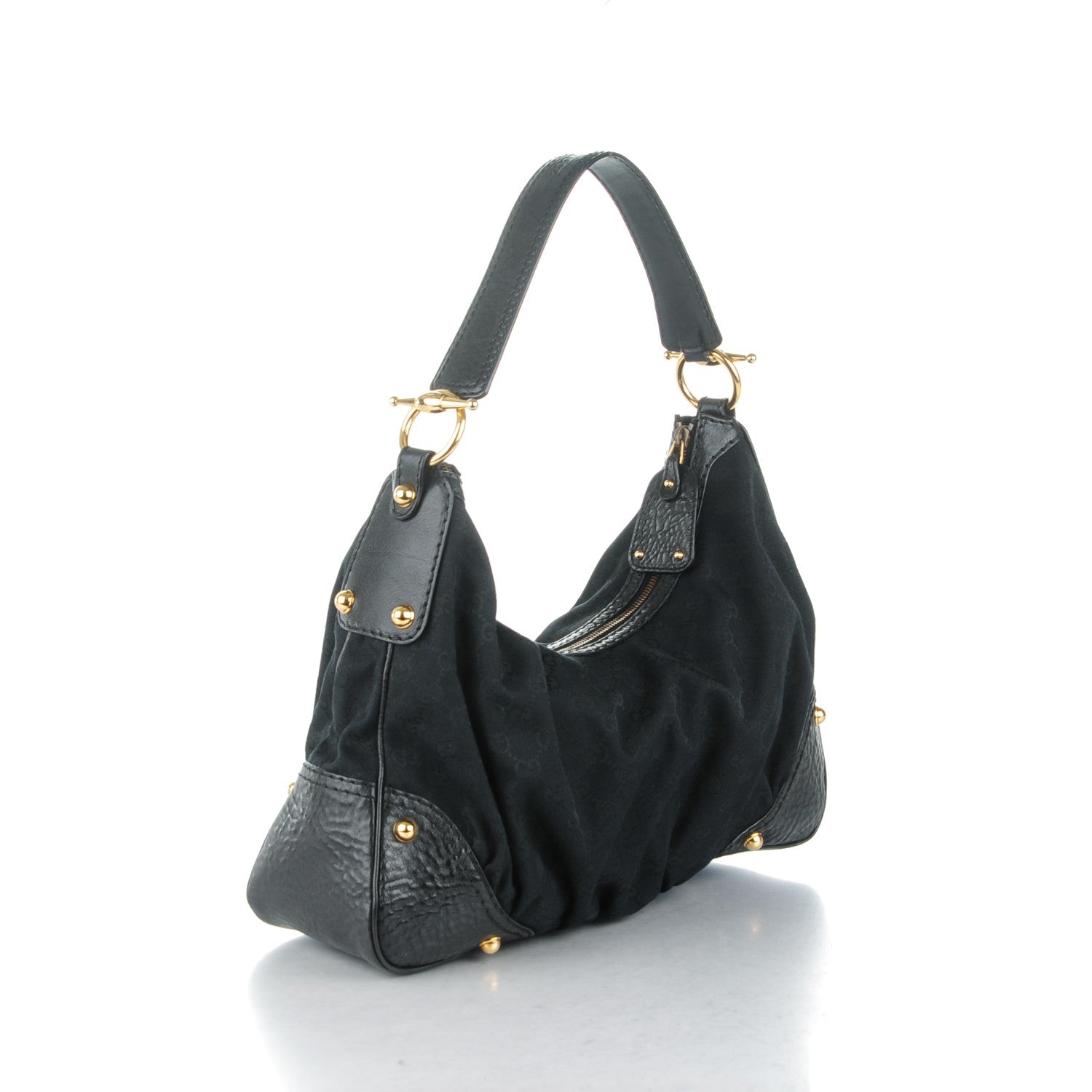 Gucci Monogram Medium Jockey Hobo Black 3 of 7