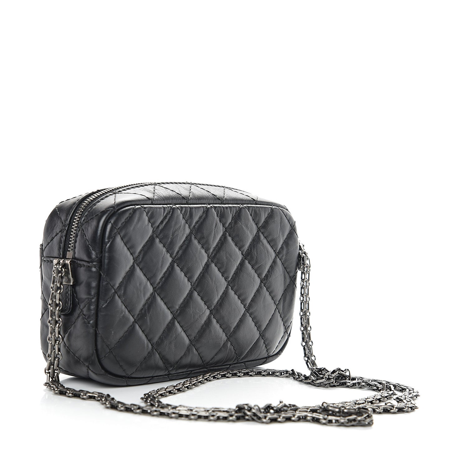 Aged Calfskin Quilted Mini Reissue Camera Case Black