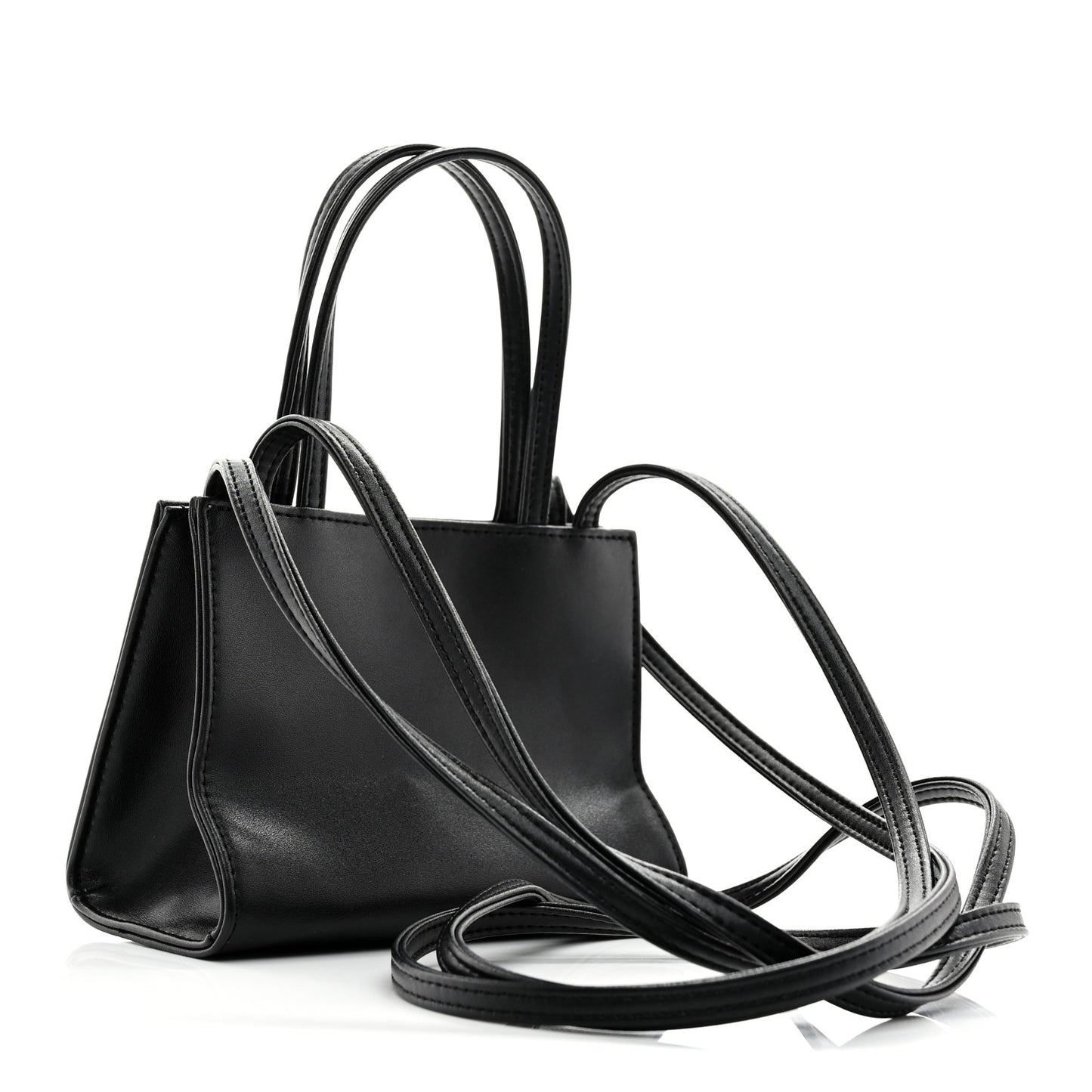 Vegan Leather Small Shopping Bag Black